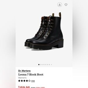 Dr. Martens Leona Black Leather Combat Boots